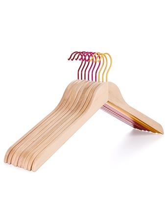 LINDON - Wooden Top Hanger Contrast Color Design Lotus Wood Shirt Hangers NATURAL