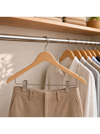 MARINER HOME - Shirt Hangar With Clips 3 Piece Set NATURAL