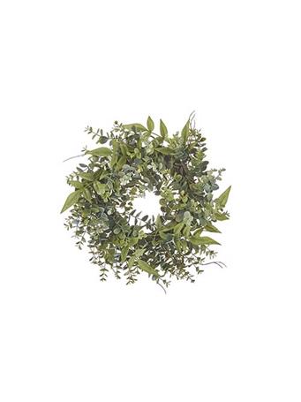 RAZ IMPORTS - 14 Inch Eucalyptus and Berry Mini Wreath Candle Ring GREEN