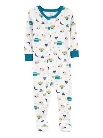 CARTER'S - Toddler 1-Piece Space 100% Snug Fit Cotton Footie PJs WHITE