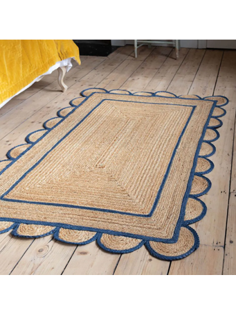SUNDAR - Sisal Rug With Scallop Edge BLUE