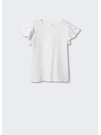 MANGO - Short-sleeved Ruffle T-shirt IVORY