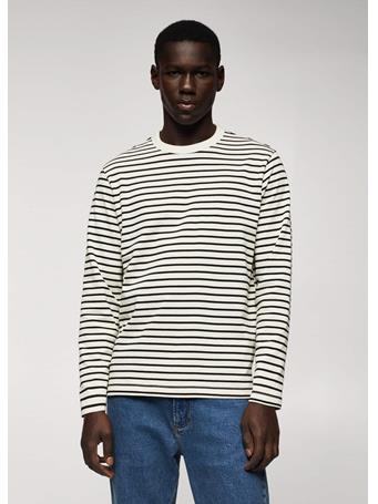 MANGO - Striped Long Sleeves T-shirt OFF WHITE
