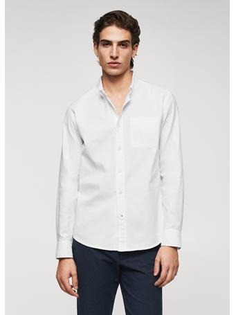 MANGO - Regular Fit Oxford Cotton Shirt WHITE