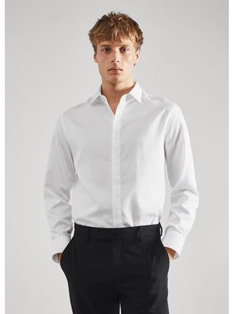 MANGO - Slim Fit Suit Shirt With Hidden Buttons WHITE
