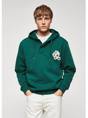 MANGO - Embroidered Hoodie GREEN