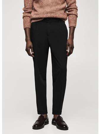MANGO - Pleated Slim-fit Pants BLACK
