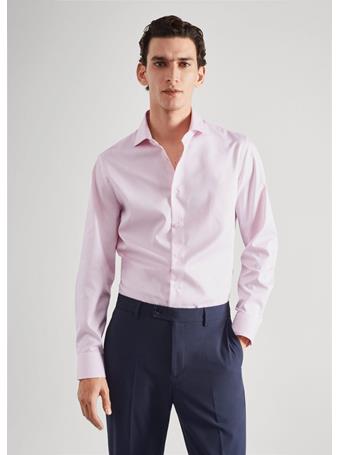 MANGO - Slim Fit Structured Suit Shirt PINK