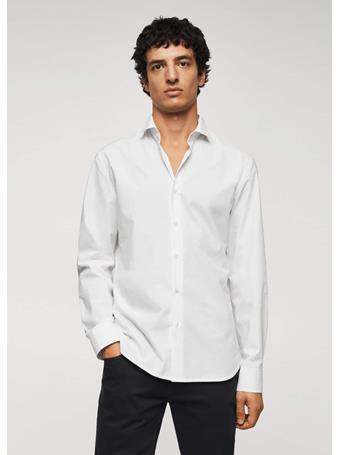 MANGO - Slim Fit Stretch Cotton Shirt WHITE