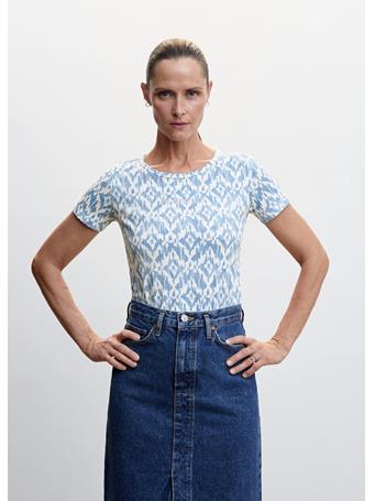 MANGO - Embroidered Logo Print T-shirt MEDIUM BLUE