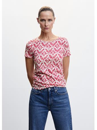 MANGO - Embroidered Logo Print T-shirt MEDIUM PINK