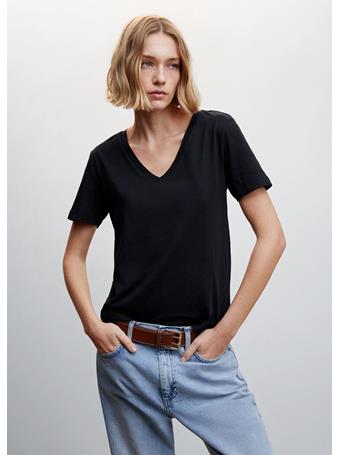 MANGO - Essential Cotton-blend T-shirt BLACK