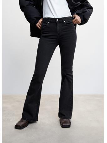 MANGO - Medium-rise Flared Jeans BLACK