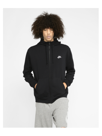 NIKE - Sportswear Club Fleece Men's Full-Zip Hoodie BLACK/BLACK/(WHITE)
