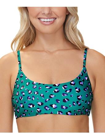 RAISINS - Green Leopard Selah Twist-Back Bikini Top GRN