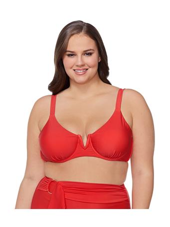 RAISINS - Women's Plus Size Indio Solids Byron Underwire Bikini Top RED