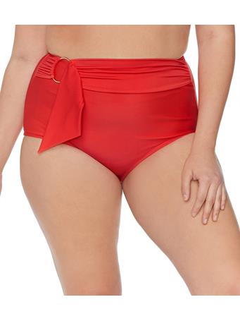 RAISINS - Women's Plus Size Indio Solids Fairfax High Waisted Bikini Bottom RED