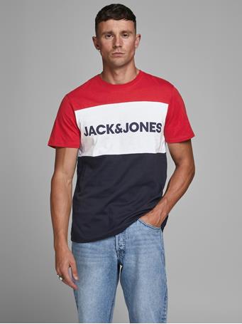JACK & JONES - Colour Block Logo T-Shirt  TANGO RED
