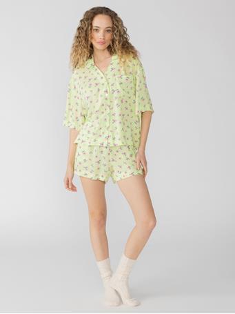 SANCTUARY - Boxy Buttonup & Highwaisted Boxer Set Lime Floral 355 LIME