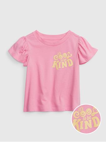 GAP - Toddler 100% Organic Cotton Mix and Match Flutter Sleeve T-Shirt MAY PINK