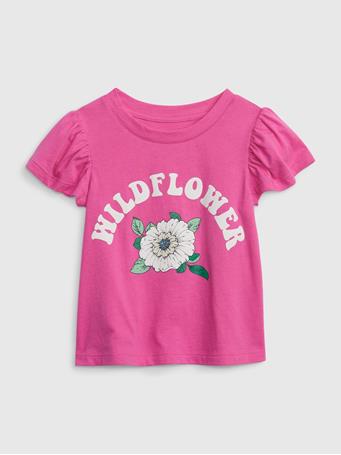GAP - Toddler 100% Organic Cotton Mix and Match Flutter Sleeve T-Shirt HAPPY PINK