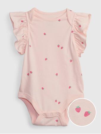 GAP - Baby 100% Organic Cotton Mix and Match Flutter Sleeve Bodysuit PINK CAMEO