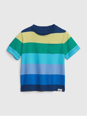 GAP - Toddler 100% Organic Cotton Mix and Match Pocket T-Shirt SPRING STRIPE BLUE