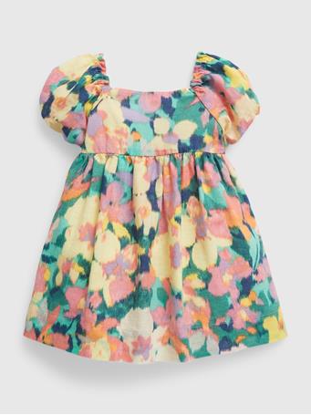 GAP - Baby Linen-Cotton Puff Sleeve Floral Dress SP EASTER FLORAL