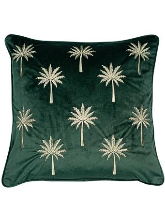 MALINI - Miami Palm Tree Velvet Decorative Pillow GREEN