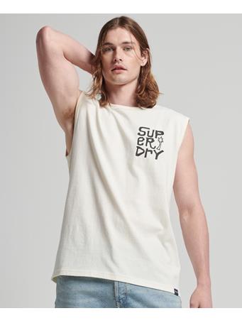SUPERDRY - Vintage Tribal Surf Vest Top OFF WHITE