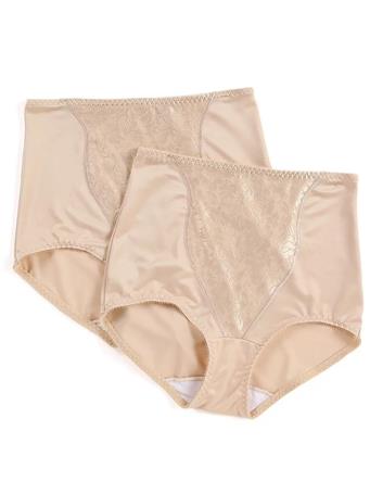 BALI - Lace Tummy Panel Shaping Brief Panty - 2 Pack  SOFT TAUPE