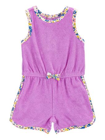 CARTER'S - Baby Floral-Trim Terry Romper PURPLE