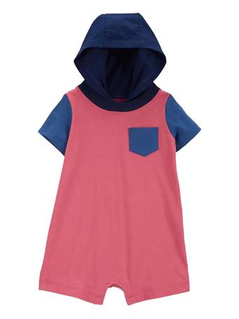 CARTER'S - Baby Colorblock Hooded Romper RED