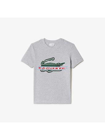 LACOSTE - Kids’ Contrast Print Cotton Jersey T-shirt SILVER CHINE