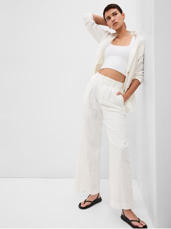 GAP - Linen-Cotton Pleated Pants NEW OFF WHITE OPT1