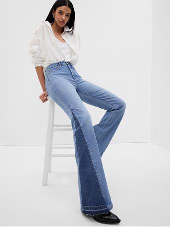 GAP - High Rise Patched '70s Flare Jeans with Washwell MEDIUM INDIGO 21