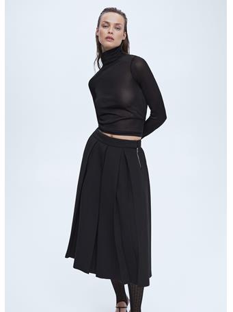 MANGO - Pleated Midi Skirt BLACK