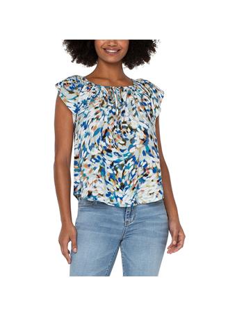 LIVERPOOL JEANS - Petal Sleeve Woven Top with Neck Ties  BRSHSTKE SRBST