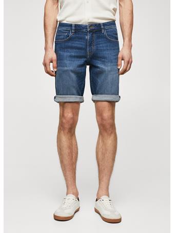 MANGO - Slim-fit Denim Bermuda Shorts DK BLUE