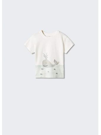 MANGO - Printed Cotton-blend T-shirt IVORY