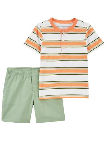 CARTER'S - Toddler Henley And Shorts Outfit Set ORANGE