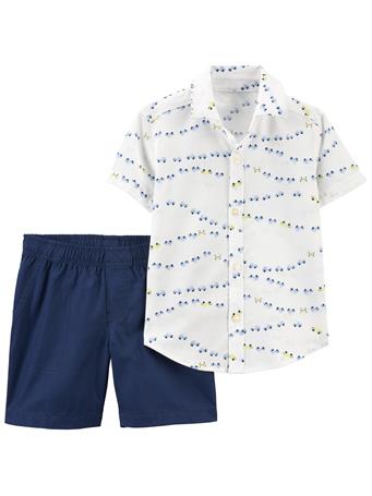 CARTER'S - Toddler 2-Piece Button-Front Shirt & Short Set NAVY