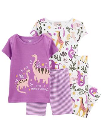 CARTER'S - Baby 4-Piece Dinosaur 100% Snug Fit Cotton PJs PURPLE