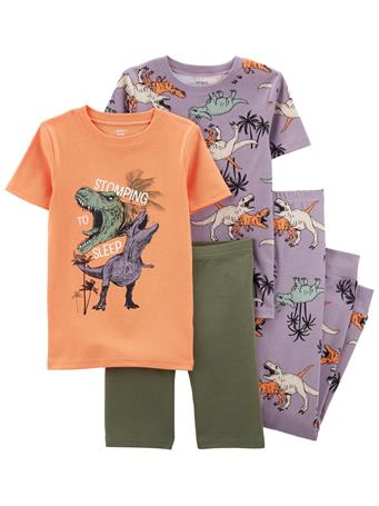 CARTER'S - Kid 4-Piece Dinosaur 100% Snug Fit Cotton PJs ORANGE