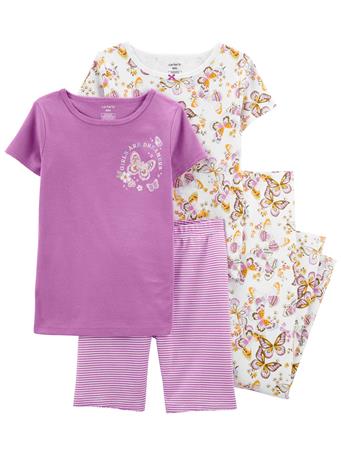 CARTER'S - Kid 4 Piece Butterfly Pajama Set PURPLE