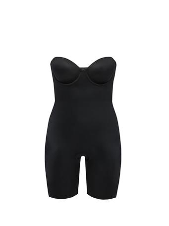 SPANX - Suit Your Fancy Strapless Cupped Mid-Thigh Bodysuit BLACK