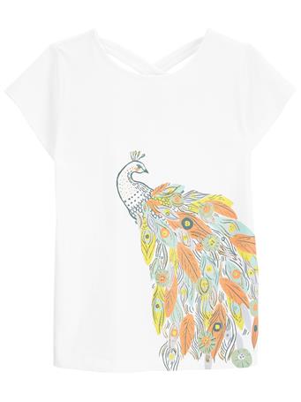 CARTER'S - Kid Peacock Bow Back Jersey Tee IVORY