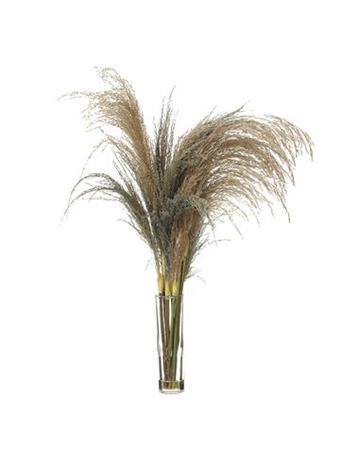 ALL STATE FLORAL - Reed Grass In Glass Vase GREY