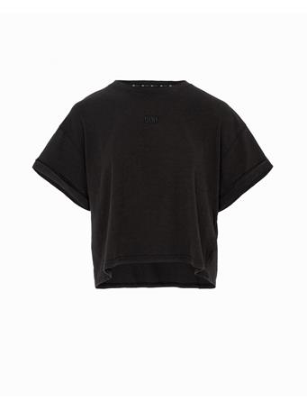 DKNY - Embroidered Logo Boxy Cropped Tee BLACK