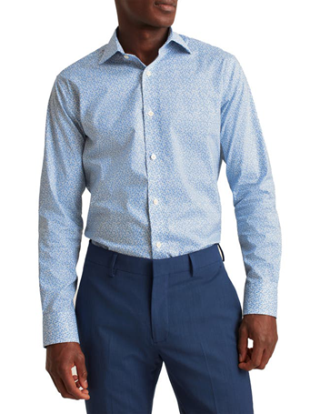 BONOBOS - Tech Button Down Shirt CIELO FLORAL BLUE